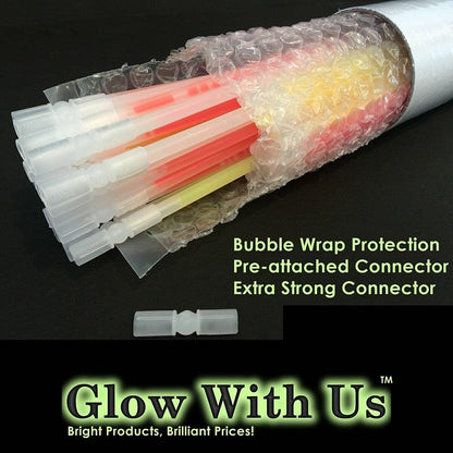 Glow Sticks Bulk Wholesale Necklaces, 100 22" Glow Necklaces, Glow 8-12 Hr, Connector Pre-attached (handy), Bright Colors, Glow-in-the-dark Party Supplies.