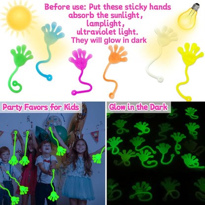 Armaytoy 20Pack Glow in Dark Glitter Sticky Hands Party Favors for Kids Pinata Goodie Bag Stuffers Classroom Prizes Birthday Stretchy Treat Trinkets Treasure Box Bulk Toys