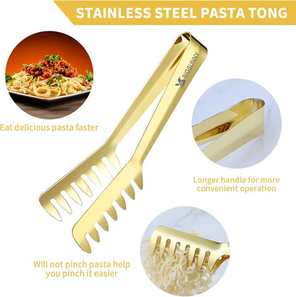 MSY BIGSUNNY 2 Pack Pasta Tong, Stainless Steel Food Tong Serving Tong, Spaghetti Tong