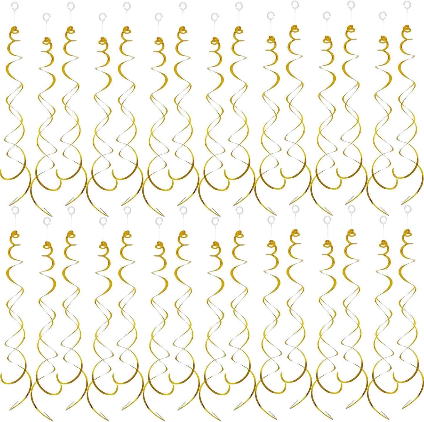 30 Pieces Hanging Swirl Party Decorations Foil Decorations Ceiling Swirl Spiral Hanging Plastic Streamer for Ceiling Birthday Graduation Wedding Celebration Baby Shower Party Supply (Black)