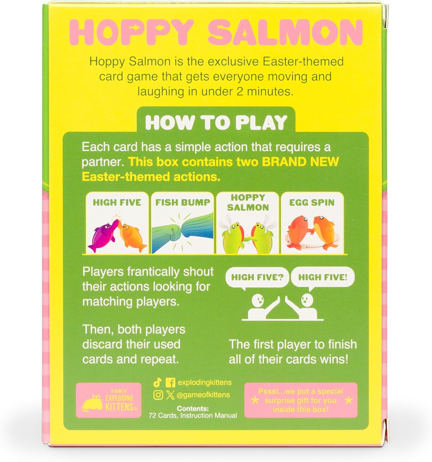 Exploding Kittens Happy Salmon 3-8 Players - Ages 6+ - 90 Second Rounds - Easy to Learn Quick Matching Card Game - Party Game, Family Game Night, Kid and Adult Card Game