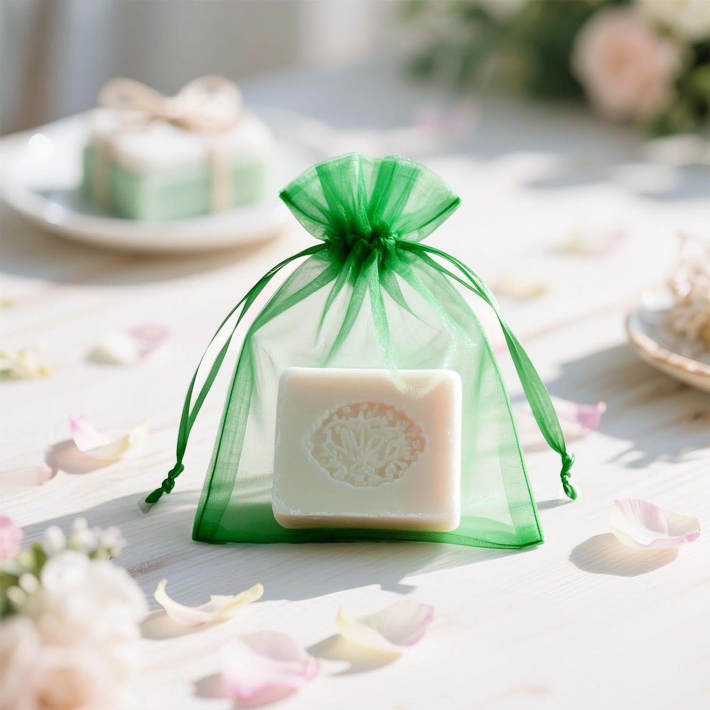 joycraft 50Pcs Organza Bags, 2x3 inch Gift Favor Bags, White Wedding Favor Bags, Jewelry Pouches with Drawstring, Mesh Bags Drawstring for Jewelry, Festival, Makeup, Candy, Desserts