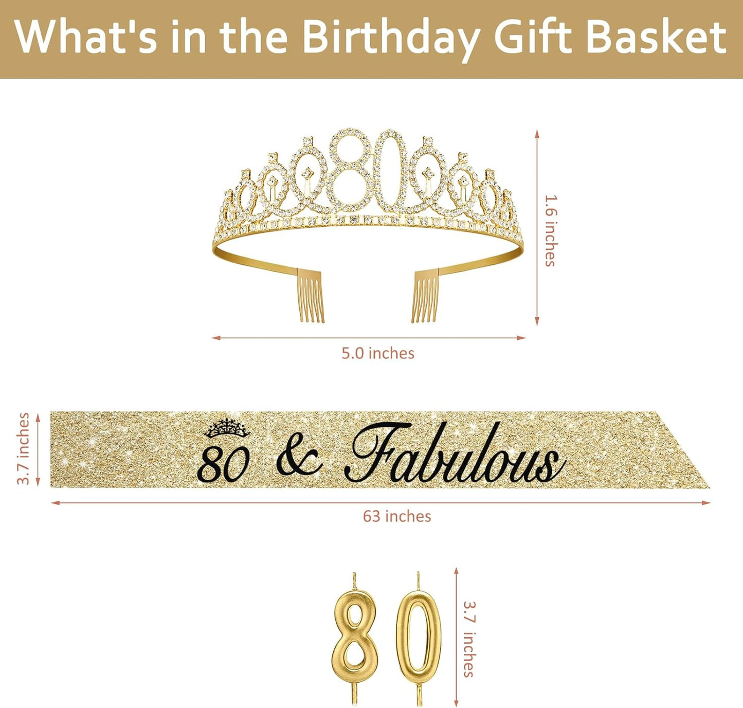 21st Birthday Decorations for Her with 21st Birthday Sash and Crown, Candles Gold, Gifts for 21 Year Old Girls