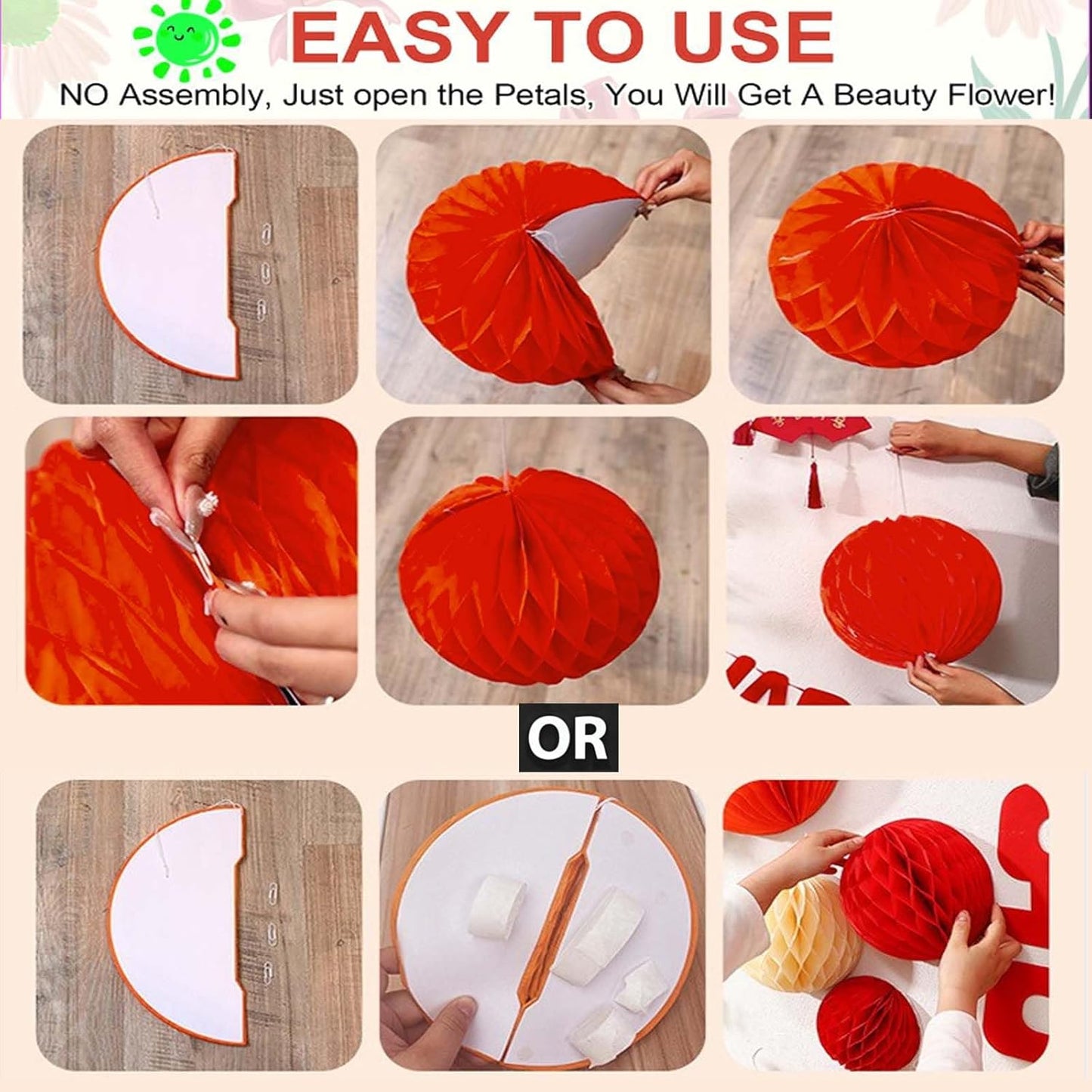 Rainbow Paper Honeycomb Balls,6 and 10 inch Hanging Tissue Pompoms,12 Pack Party Decorations