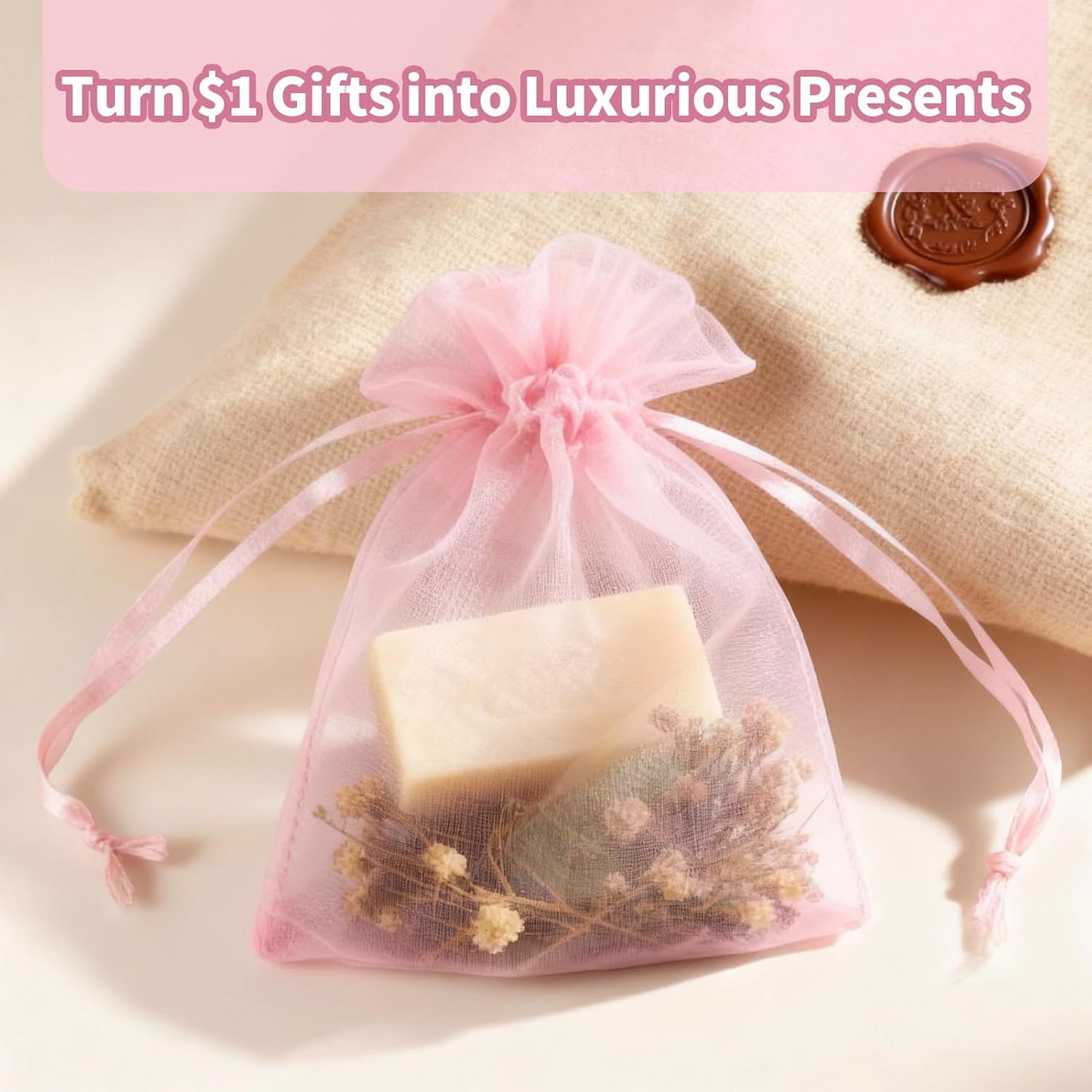100pcs Organza Bags for Small Gift 4x6 Inch, Premium Mesh Bags Drawstring Candy Jewelry Packaging Sachet Bags, Easter Day Wedding Party Favors Small Gift Bag Durable & Scent-Free for Small Business