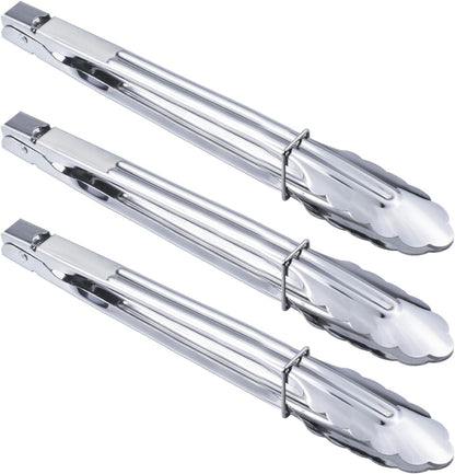 HINMAY Stainless Steel Serving Tongs Grilling Tongs for Cooking Camping Barbecue (12-Inch 3 Pieces)