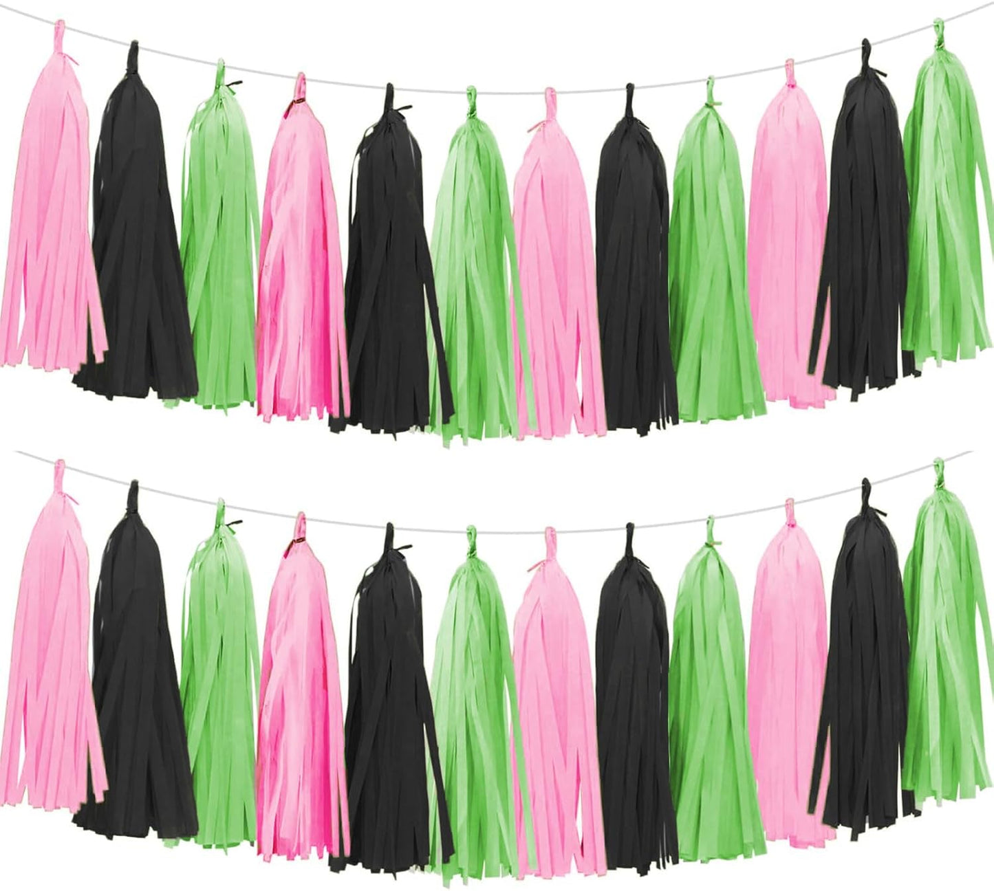 Tassel Garland Tissue Paper Tassel Banner,Tassels Party Decorations for Wedding,Birthday,Bridal/Baby Shower,Pack of 15 (Burgundy/Black/Silver)