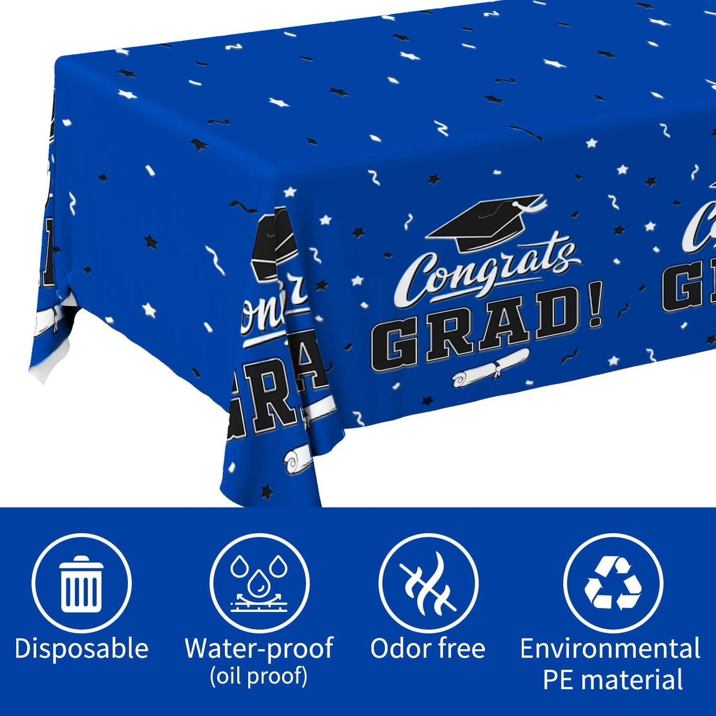 Gatherfun Graduation Party Decorations, Gongrats Grad Tablecover for Graduation Party Supplies, 3 pcs Green Table Cloths, 54"x108"