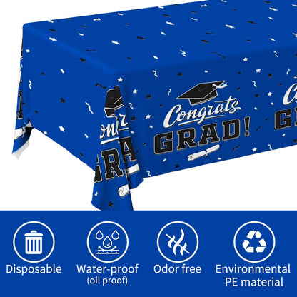 Gatherfun Graduation Party Decorations, Gongrats Grad Tablecover for Graduation Party Supplies, 3 pcs Green Table Cloths, 54"x108"