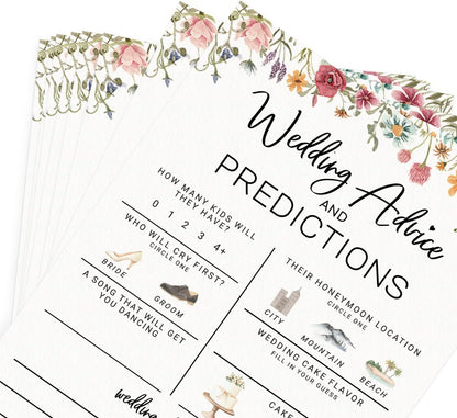 Printed Party Bridal Shower Game Set – 4 Fun Games and Activities for 30 Guests, Includes Bingo, He Said She Said, Bride & Groom Trivia, and Wedding Phrase Guessing Game, Love In Bloom Wildflower Design