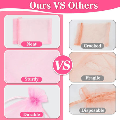 Sukh 100pcs Organza Bags 5''x7'' - White Sheer Mesh Drawstring Bags for Jewelry, Soap, Fruits, Candy, Small Gift Bags for Weddings, Valentine's Day, Mother's Day, Halloween, Thanksgiving, Christmas