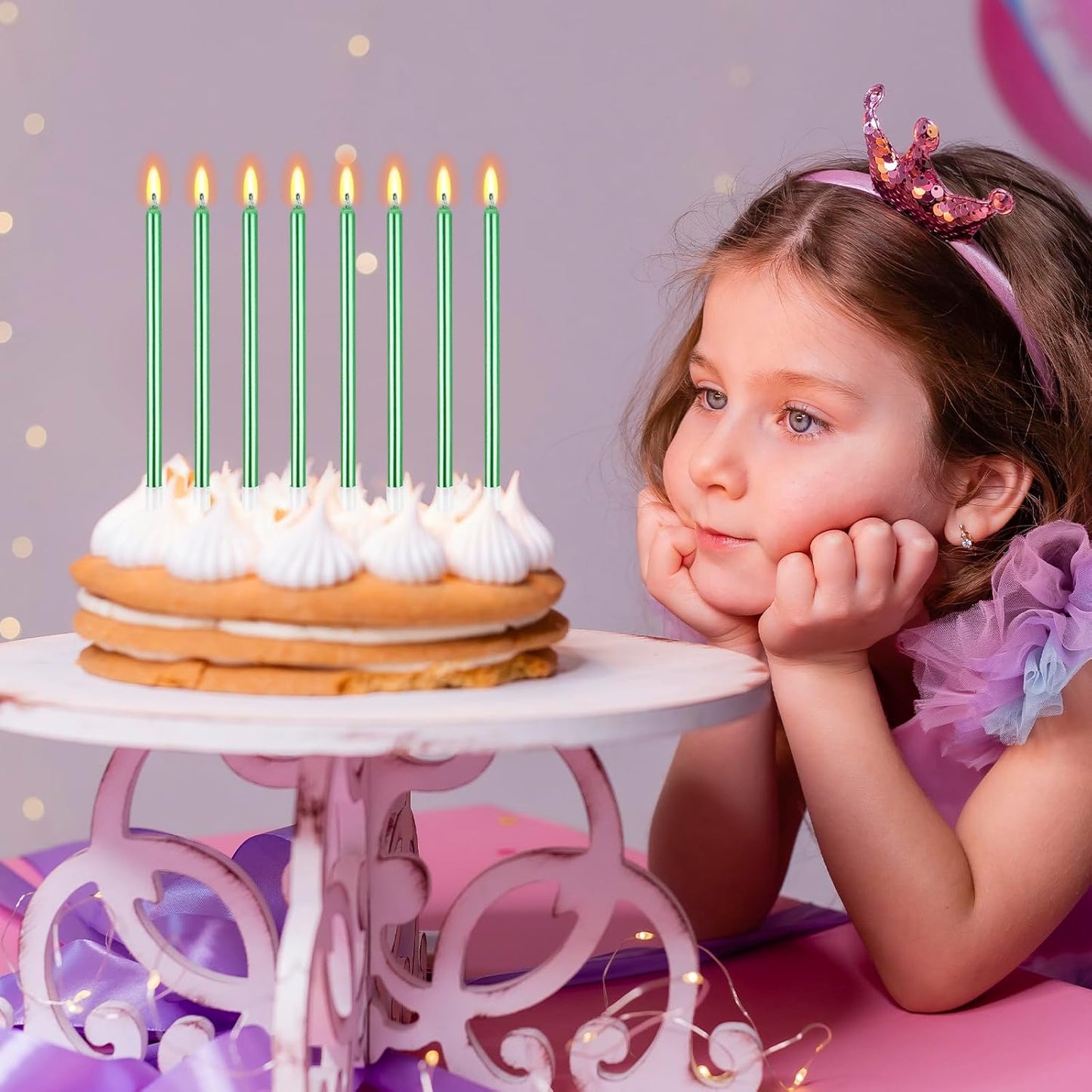 BEAN LIEVE 30-Count Champagne Gold Long Thin Metallic Birthday Candles, Cake Candles, Birthday Parties, Wedding Decorations, Party Candles, Cake Decorations