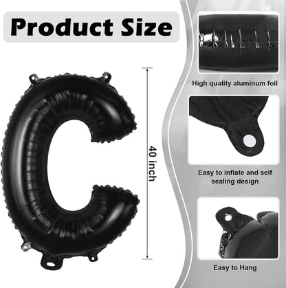 Black Letter A Balloons, 40 Inch Large Foil Letter Balloons, Custom Phrase Balloon for Birthday Party Wedding Anniversary Decoration (Black A)