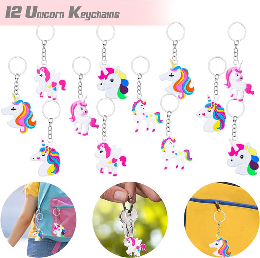 133Pcs Unicorn Party Favors Pack - Unicorn Theme Birthday Party Decoration with Bracelets, Hair Rings, Key Chains, Tattoos, Pinata Fillers