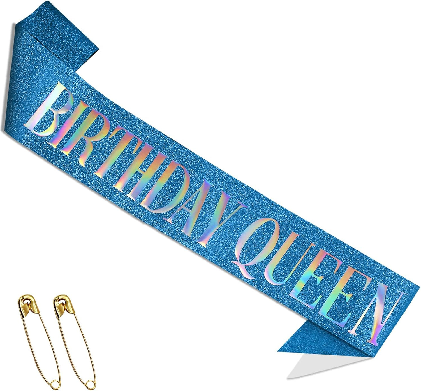 RUDONG M Birthday Queen Sash Glitter - Gold Birthday Sash for Women & Girls | Sweet 16/18th/21st/30th/40th/50th/60th/70th, All-Age Celebration Party Decor