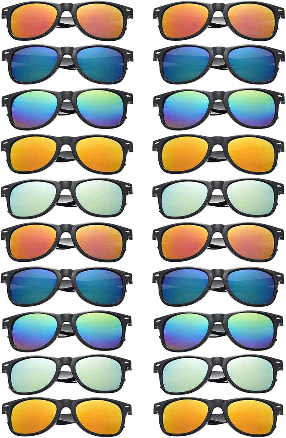 20 Pairs Bulk Sunglasses for Adult Retro 70s 90s Cheap Glasses (Black)