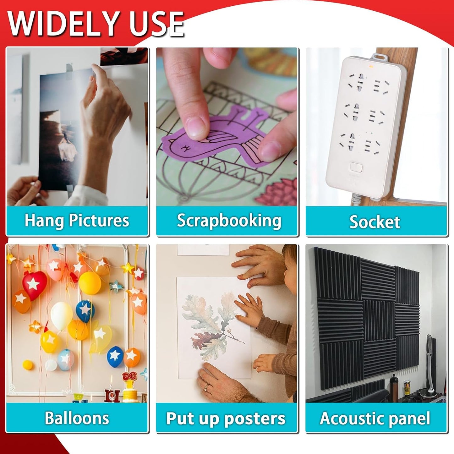 Urdar Brunnr Double Sided Tape for Hanging Picture Poster Decorations, Removable Strong Mounting Adhesive Strips Dots for Balloon, Photo, Art Craft, Party Supplies