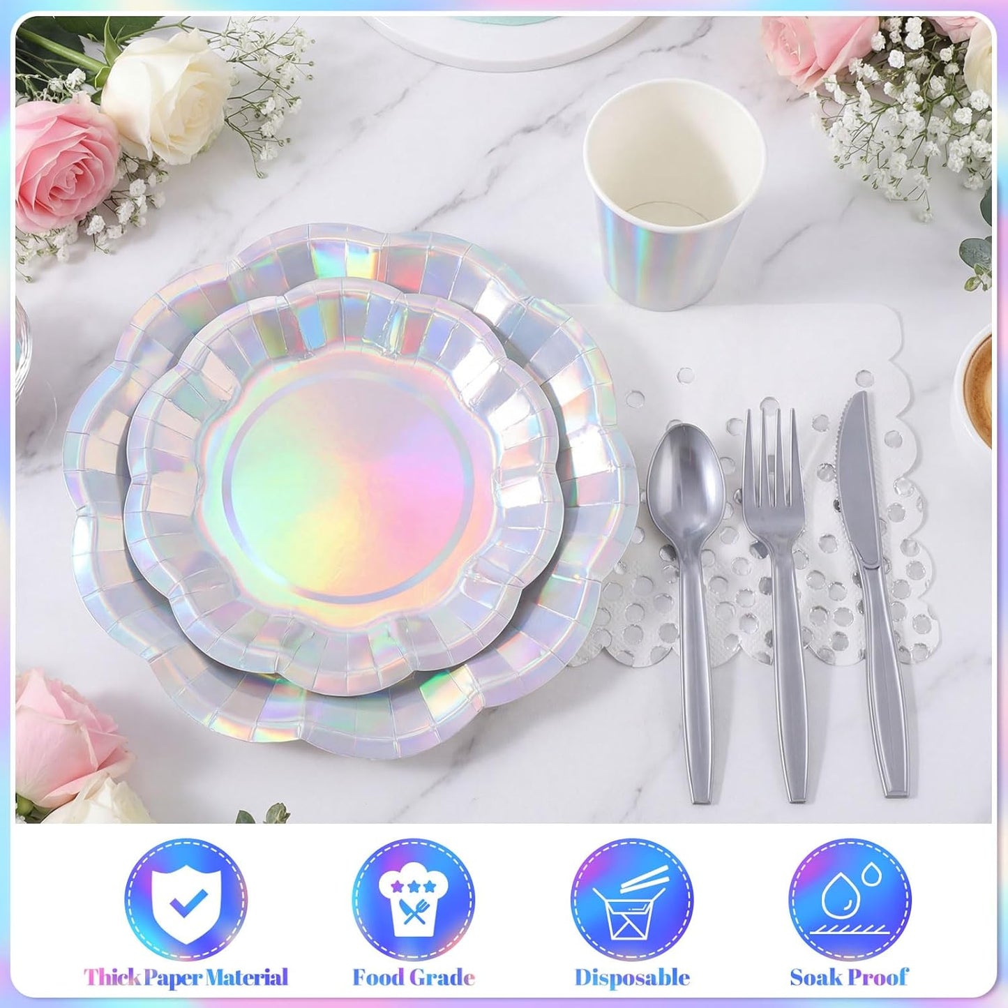 NatNarr 175 Pcs Sage Green Plates and Napkins Set, 25 Guest Sage Green Party Supplies Include Scalloped Paper Plate Napkin Cup Forks Knives Disposable Plastic Cutlery for Wedding Baby Shower Birthday