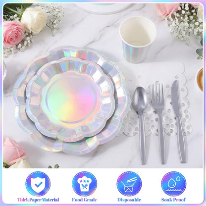 NatNarr 175 Pcs Sage Green Plates and Napkins Set, 25 Guest Sage Green Party Supplies Include Scalloped Paper Plate Napkin Cup Forks Knives Disposable Plastic Cutlery for Wedding Baby Shower Birthday