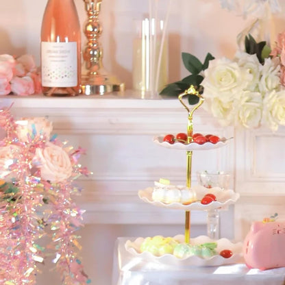 5 Pieces Cupcake Stand Set, 2 PCS 3 Tier Cupcake Stands with 3 Pieces Appetizer Trays Dessert Table Display Set for Mother's Day, Party, Tea Party and Wedding