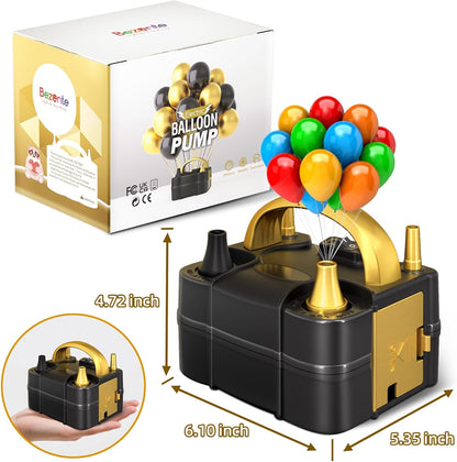 Bezente Balloon Pump Electric, Portable Balloon Inflator Pump Electric Air Pump for Balloons Dual Nozzle Electric Balloon Pump for Birthday Wedding Graduation Party Decorations