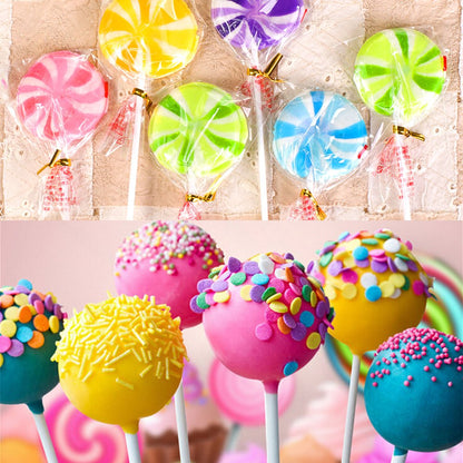 Augshy 300Pcs 6 Inch Cake Pops Making Tools - 100Pcs Cake Pop Sticks, Bags and Twist Ties