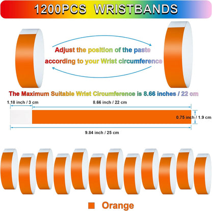 1200 Pcs Plastic Paper Wristbands for Events Neon Color Wrist Bands Concert Identification Wristbands Paper Bracelets Wristbands Party Hand Bands (Multicolor)