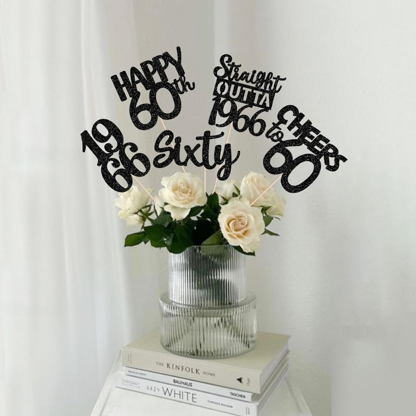 15 PCS 50th Birthday Centerpiece Sticks Fifty Happy 50th Straight Outta 1976 Table Flower Centerpieces Sticks Cheers to 50 Floral Decorations for 50th Birthday Party Centerpieces Supplies Black