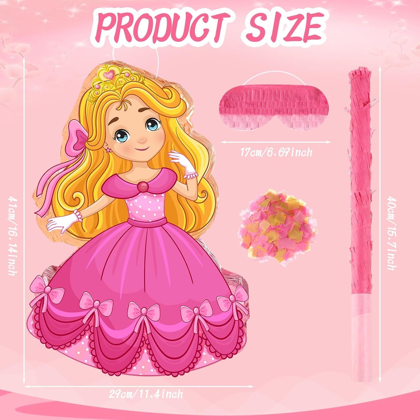 Threan Princess Piñata Fairy Party Decorations Pink Ballet Piñata Ballerina, Birthday Game Set Party Supplies for Girl Princess Theme Baby Shower Butterfly Birthday Supplies Decoration(Fairy)