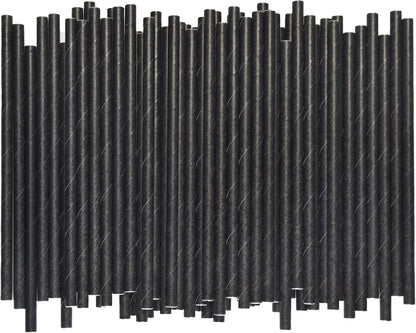 Black Paper Straws, Solid black/250 Bulk, Biodegradable Paper Drinking Straws for Cocktail, Drinks, Bars and Restaurant, 7.75"x0.24"