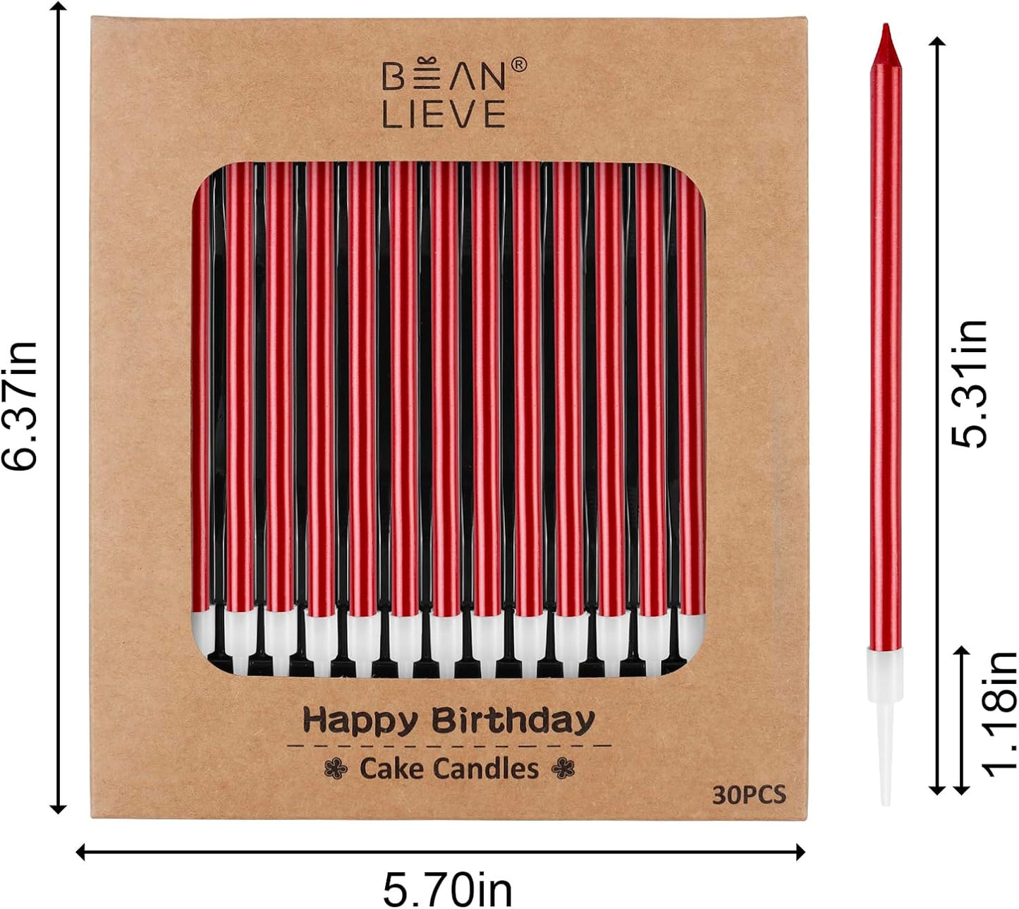 BEAN LIEVE 30-Count Champagne Gold Long Thin Metallic Birthday Candles, Cake Candles, Birthday Parties, Wedding Decorations, Party Candles, Cake Decorations