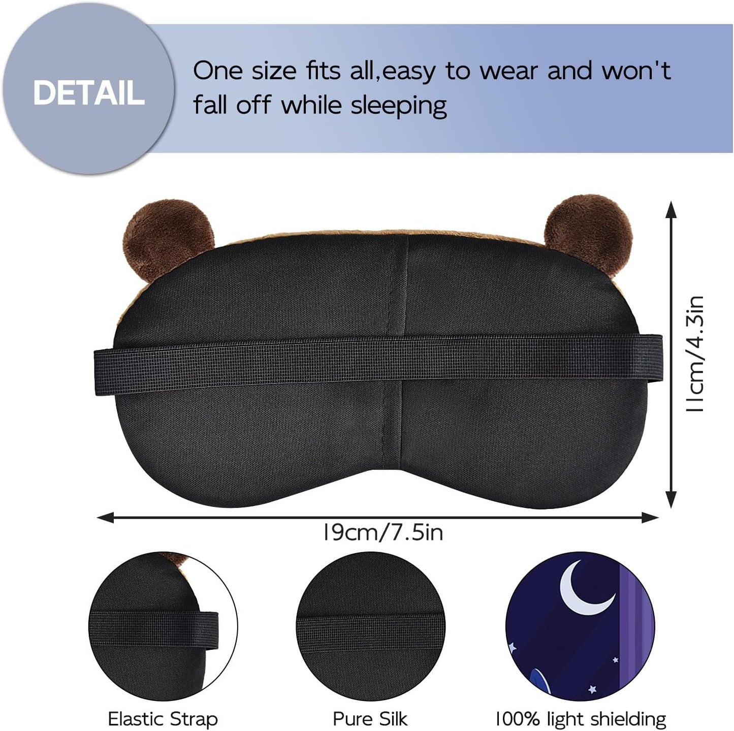 Christmas Reindeer Sleep Mask Cute Antler Eye Masks Sleeping Soft Plush Cartoon Blindfold Funny Animal Eye Cover Xmas Presents for Women Men (Xmas Reindeer,Brown)