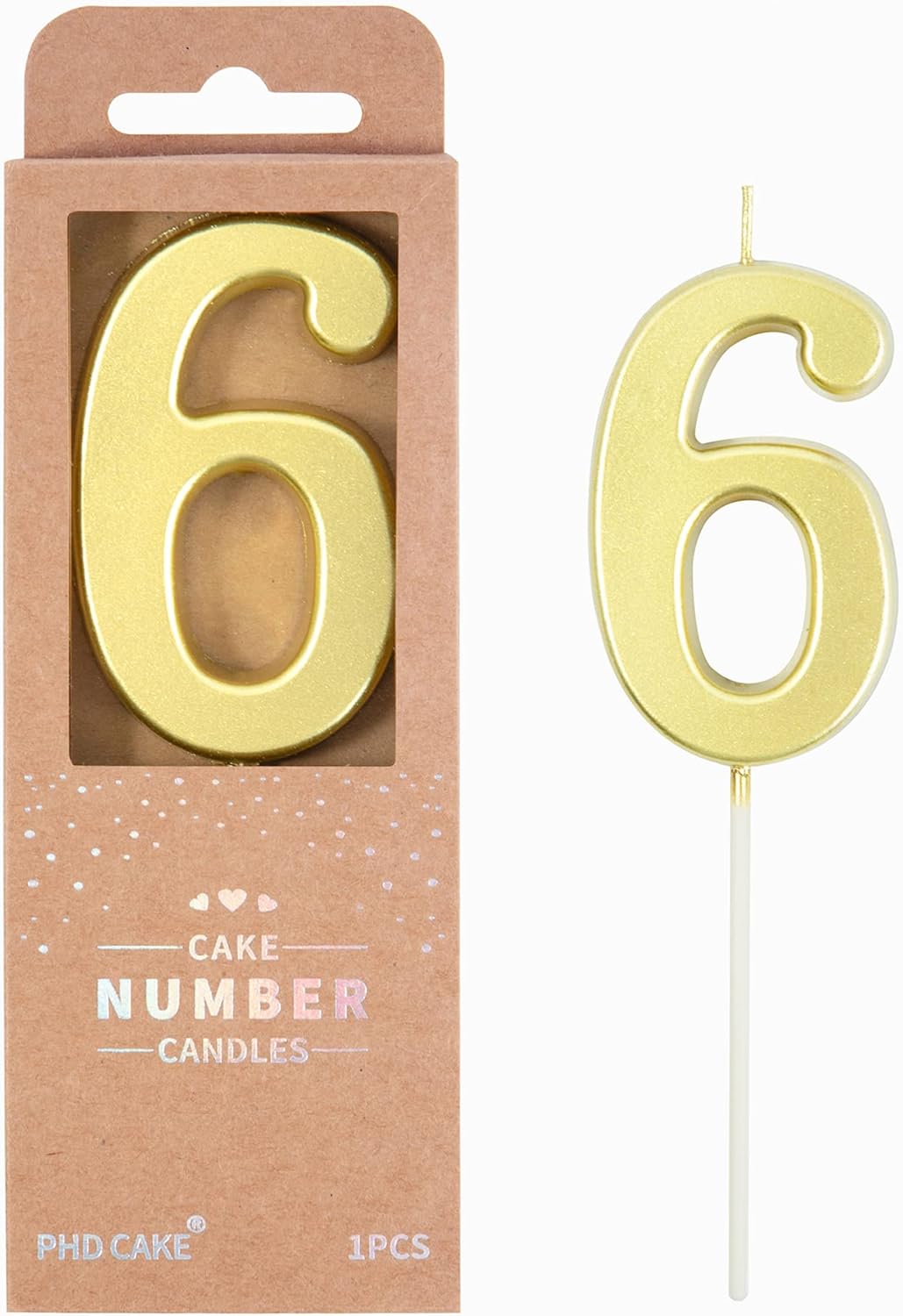 PHD CAKE 2.76 Inch Modern Gold 2 Number Birthday Candles, Gold Number Candles, Cake Number Candles, Party Celebration