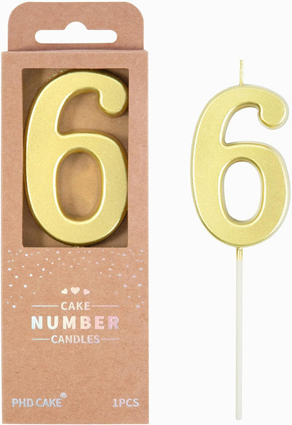 PHD CAKE 2.76 Inch Modern Gold 2 Number Birthday Candles, Gold Number Candles, Cake Number Candles, Party Celebration