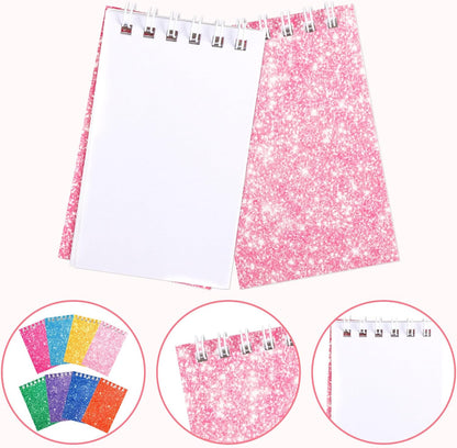 24 Pcs Mini Notebook Party Favor Small Pocket Notebook Colorful Shiny Cover Notebooks Small Spiral Notepad Memo Note Pads for Work Home Office School Classroom Supplies
