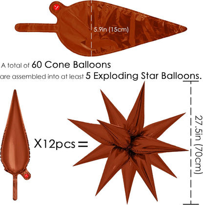 ZAKVOOR 60 Pcs Star Balloons 12 Spike Foil Explosion Party Decoration Balloons for Christmas New Year Eve Birthday (Silver)