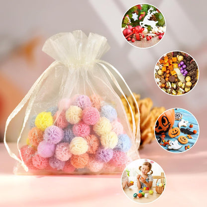 Hopttreely 100PCS Premium Sheer Organza Bags, White Wedding Favor Bags with Drawstring, 4x4.72 Jewelry Gift Bags for Party, Jewelry, Christmas, Mother's Day, Festival, Bathroom Soaps, Makeup Organza Favor Bags
