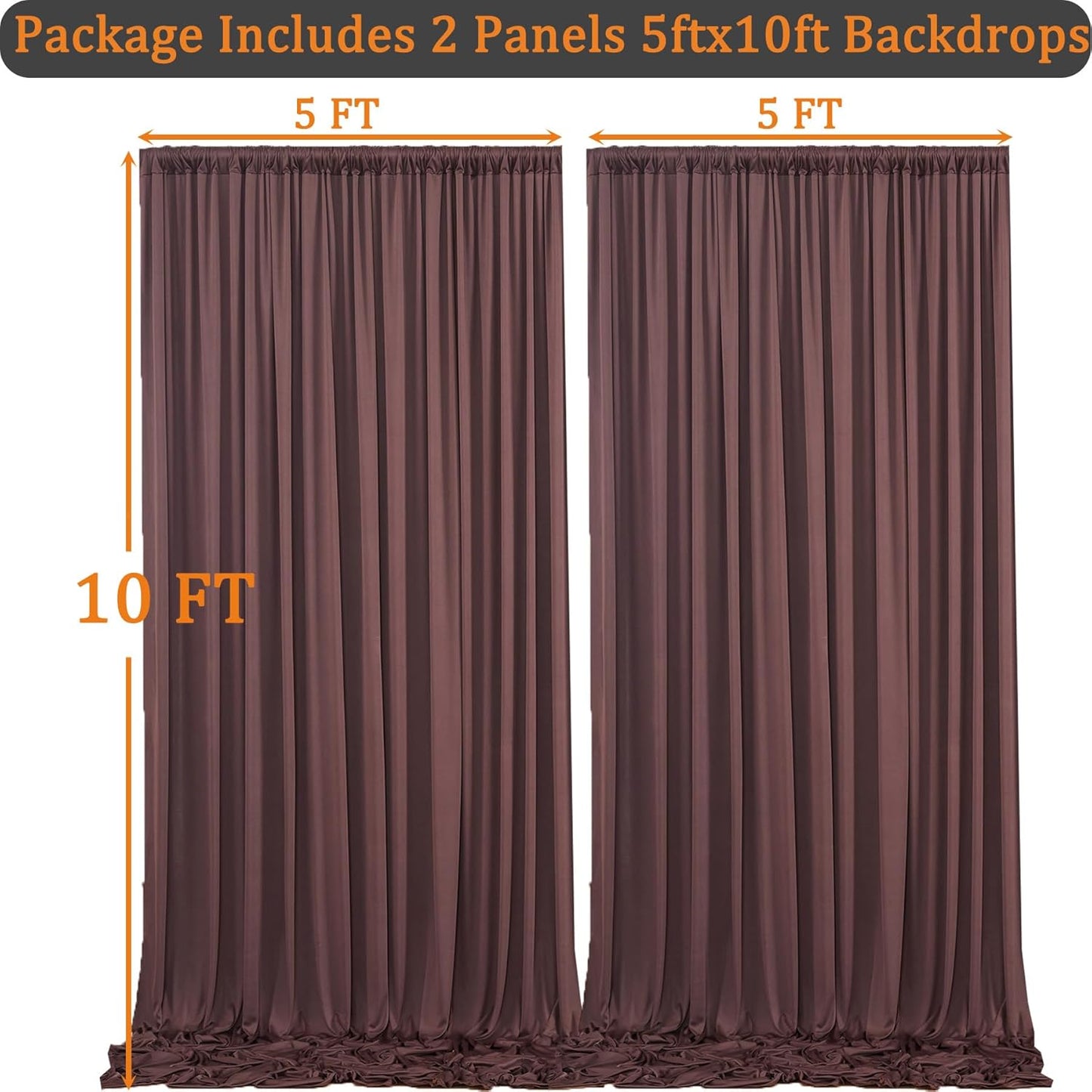 10ftx10ft Black Backdrop Curtains for Weddings Parties, Wrinkle Free 2 Panels Silky Polyester Photo Backdrop Drapes Back Drop Cloth Drapery for Birthday Mother'sDay Photography Background