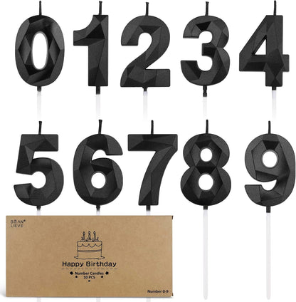 BEAN LIEVE Number Candles 0-9 Set - 10-Pack Diamond-Cut Birthday Candles, Cake Candles - Bulk Cake Decor for 1st-98th Birthdays, Photos, Parties - Kids Women Family Celebrations (Champagne Gold)
