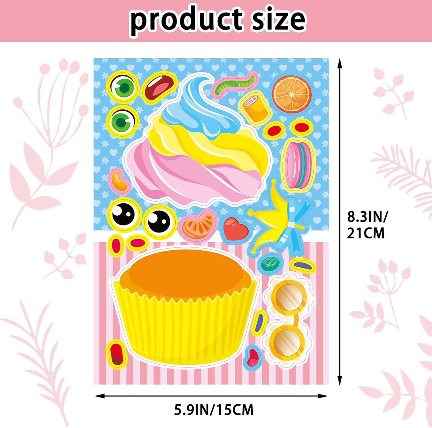 24 Sheets 8.27''×5.9'' Make Your Own Stickers for Kids Toddlers, Make a Face Stickers Mix and Match with Unicorns Dinosaur Horse and Sea Animals for Kids Party Favors Activities