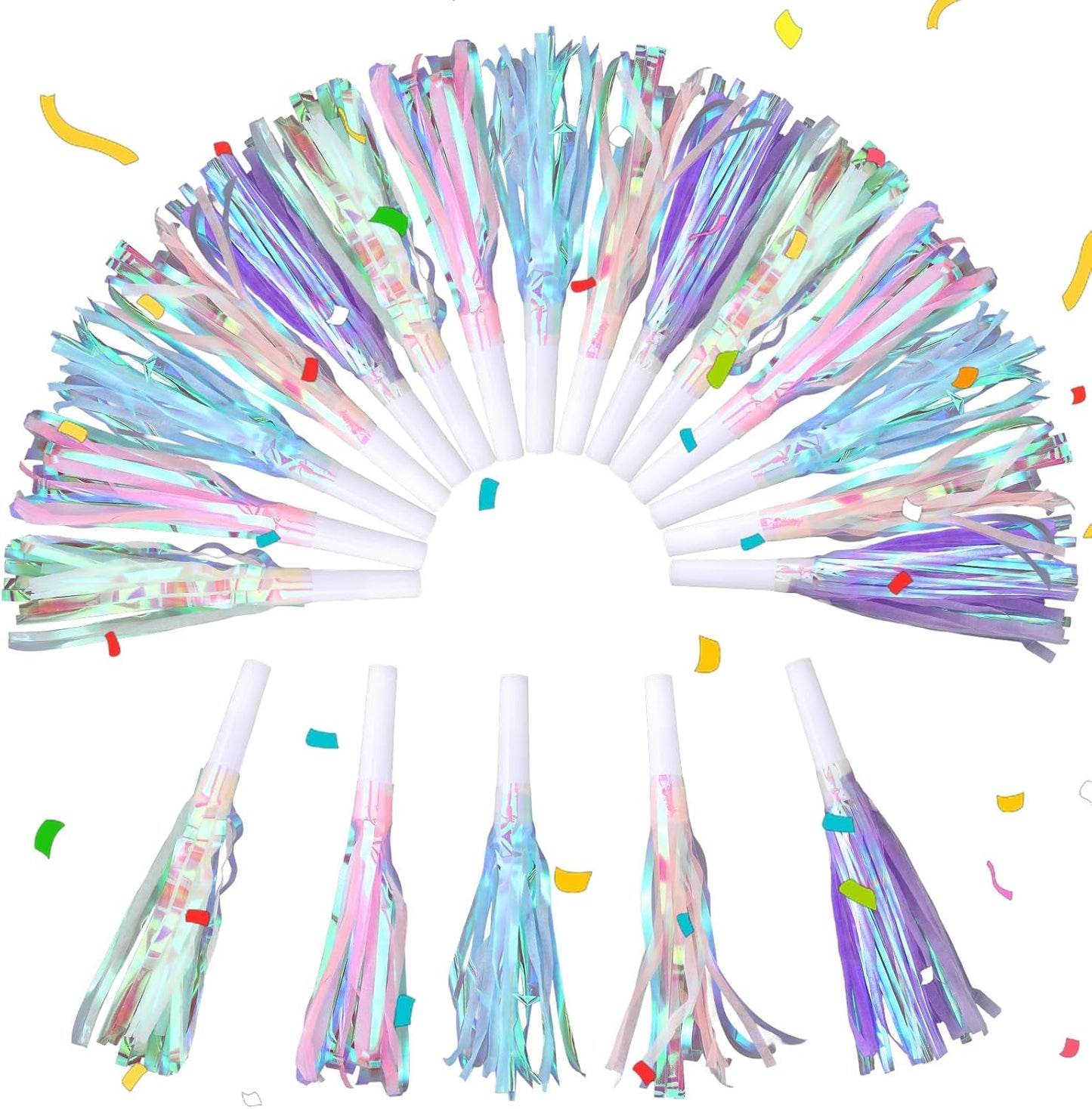 Fringe Party Blowers Glitter Party Horns Noise Makers Colorful New Year Blowouts New Years Eve PartySupplies for Family Gatherings Sporting