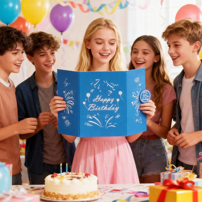 Blue and Silver 16th Birthday Party Decoration Guest Book 16th Happy Birthday Guest Sign in Book Perfect Signature Cardboard Party Supplies Great Birthday Gift for Boys