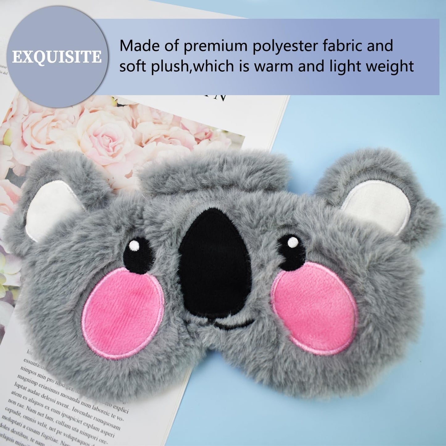Christmas Reindeer Sleep Mask Cute Antler Eye Masks Sleeping Soft Plush Cartoon Blindfold Funny Animal Eye Cover Xmas Presents for Women Men (Xmas Reindeer,Brown)