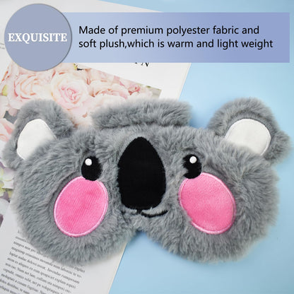 Christmas Reindeer Sleep Mask Cute Antler Eye Masks Sleeping Soft Plush Cartoon Blindfold Funny Animal Eye Cover Xmas Presents for Women Men (Xmas Reindeer,Brown)