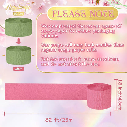 NICROLANDEE 5 Rolls Pastel Crepe Paper Streamers Backdrop Decorations for Easter Decorations, Birthday, Wedding, Garden Party, Bridal Shower, Baby Shower, Spring Home Decor