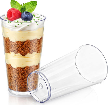 Peohud 100 Pack 3oz Plastic Dessert Cups with Spoons, Mini Dessert Shooter Cups, Disposable Parfait Appetizer Cups Shot Glasses for Desserts, Pudding, Event and Party