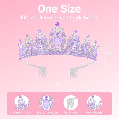 Birthday Tiara and Crown with Sash, Birthday Tiara for Women Party Silver