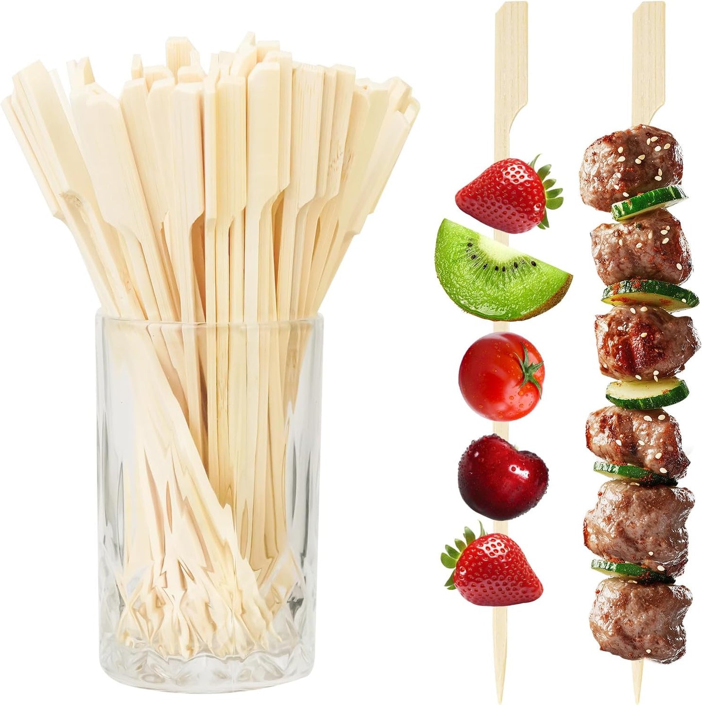 100PCS Cocktail Picks, Fancy Toothpicks for Appetizers, Decorative Skewers for Appetizers Drinks Party Fruit, 4.7 Inch Long Wooden Bamboo Gold Ball Food Sticks Charcuterie Boards Accessories