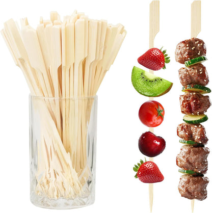 100PCS Cocktail Picks, Fancy Toothpicks for Appetizers, Decorative Skewers for Appetizers Drinks Party Fruit, 4.7 Inch Long Wooden Bamboo Gold Ball Food Sticks Charcuterie Boards Accessories