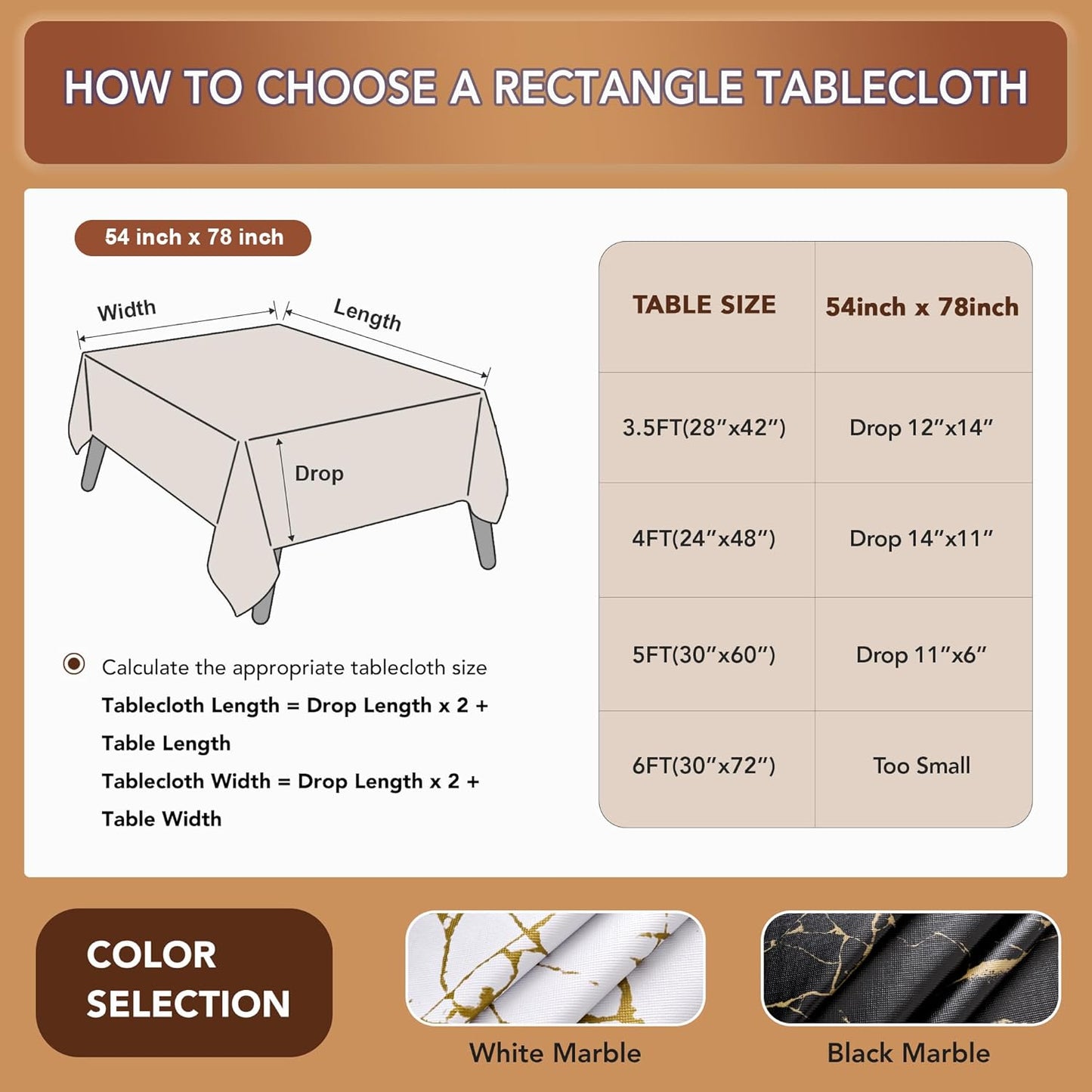 sancua Clear Plastic 100% Waterproof Tablecloth - 54 x 78 Inch - Vinyl PVC Rectangle Table Cloth Protector Oil Spill Proof Wipe Clean Table Cover for Dining Tables, Parties & Camping, Crystal Clear